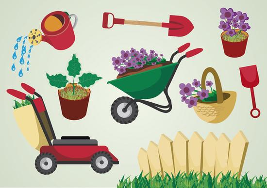 9 cartoon horticultural element vector