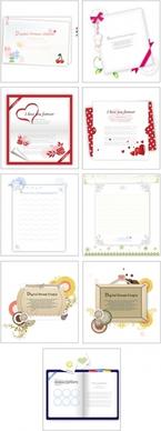 9 lovely greeting cards stationery vector