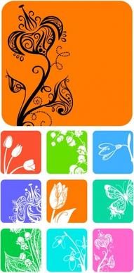 9 small flower pattern silhouette vector