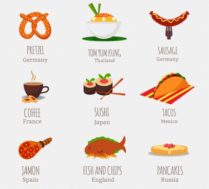 9 world food icon vector