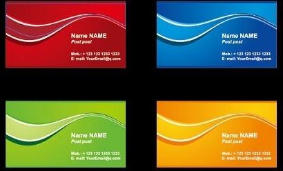 name card templates colorful curved decoration
