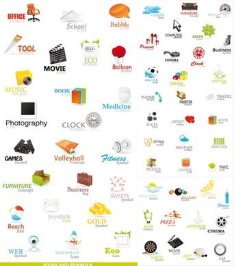 a variety of beautiful icons vector