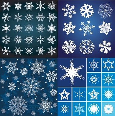 snowflakes pattern background sets bright design various types