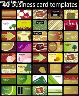 business cards templates collection colorful nature abstract life themes
