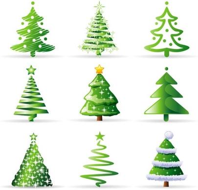 a variety of cartoon christmas tree vector