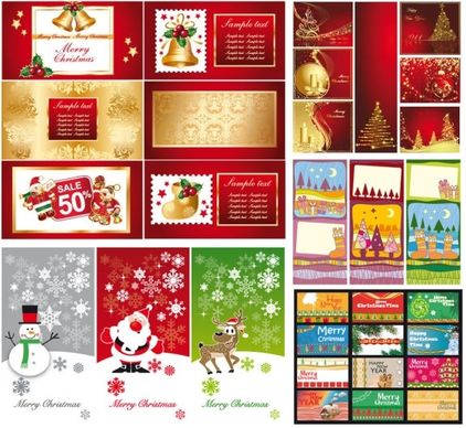 a variety of christmas background vector greeting cards