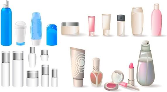 a variety of cosmetic bottles vector