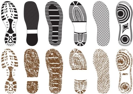 a variety of fine shoe print 02 vector