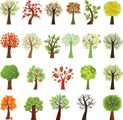 a variety of lovely trees vector