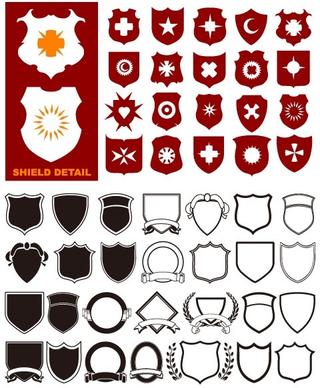 a variety of shield shapes vector