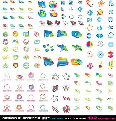 logo signs collection colorful modern shapes sketch