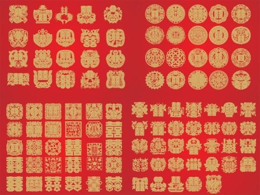 a variety of traditional chinese double happiness vector