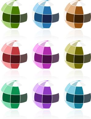 abstract 3d glossy mosaic sphere colorful collection vector