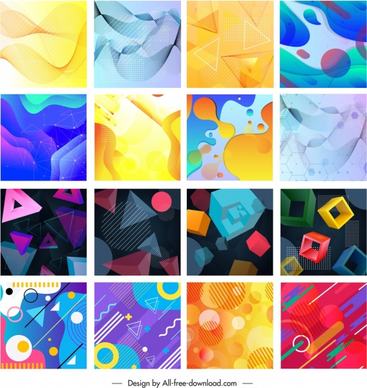 abstract background collection colorful dynamic flat 3d sketch