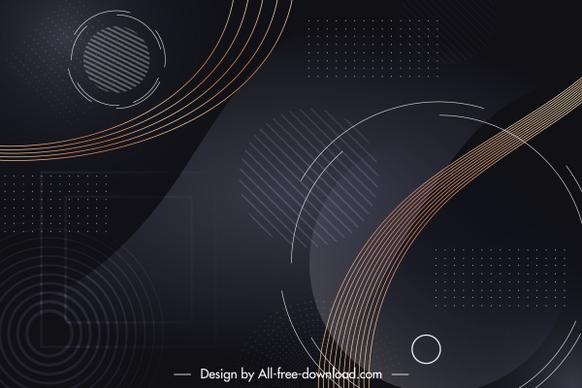 abstract background template circles curves sketch dark design