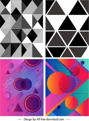 abstract background templates black white colorful geometric sketch