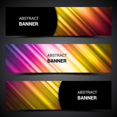 abstract banner sets on colorful bright light background