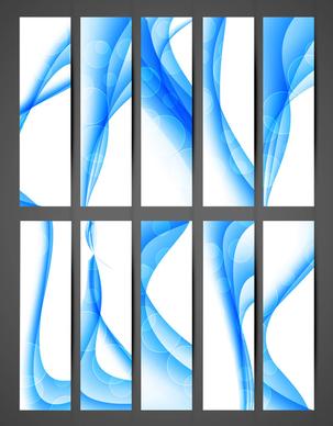 abstract blue colorful shiny vertical header vector set