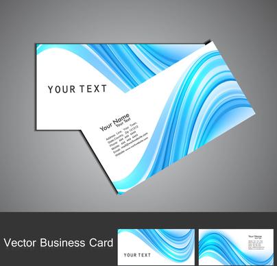 abstract blue colorful wave business card set