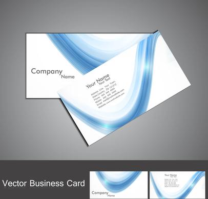 abstract blue colorful wave business card set vector