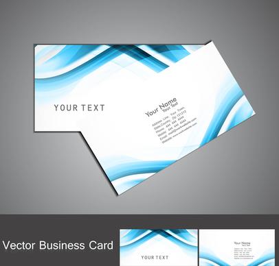 abstract blue colorful wave business card set vector illustration