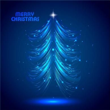 abstract bright blue shiny christmas tree vector