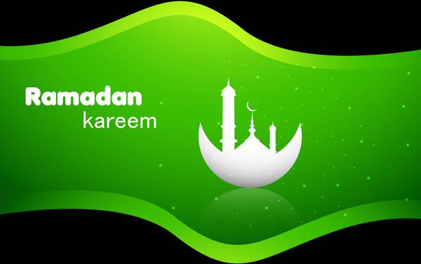 abstract bright colorful green ramadan kareem vector background