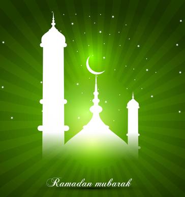 abstract bright colorful green ramadan kareem vector design