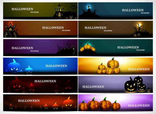abstract bright colorful headers 12 collection halloween design vector illustration