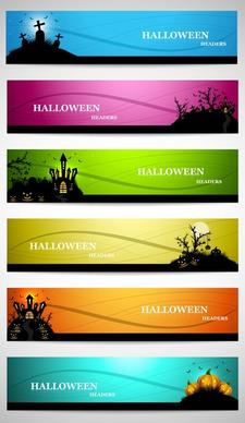abstract bright colorful headers set of four halloween design vector