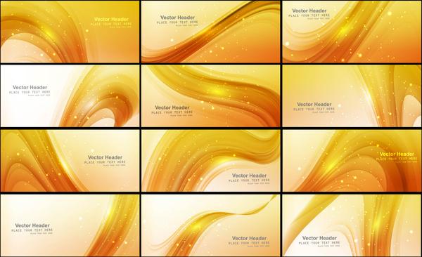 abstract bright golden shiny header set vector design