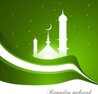 abstract bright green colorful wave ramadan kareem vector