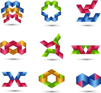 abstract business colorful shiny set vector icons