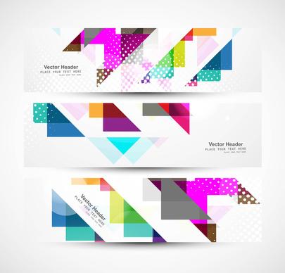 abstract business three colorful mosaic header design vector