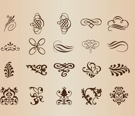 abstract calligraphic elements vector set