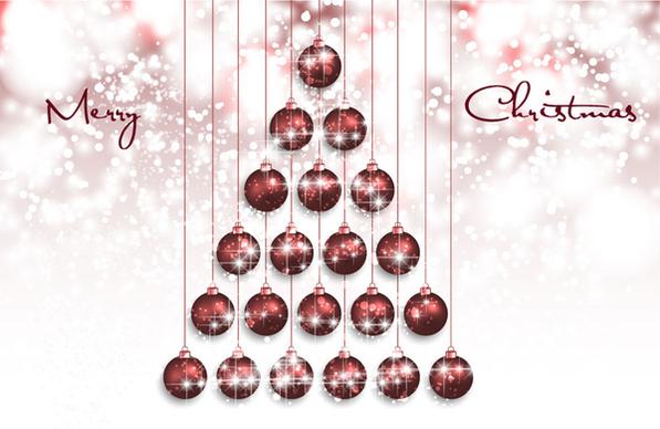 abstract christmas fir with balls on blurred background