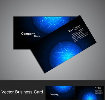 abstract circle blue shiny technology business card vector background