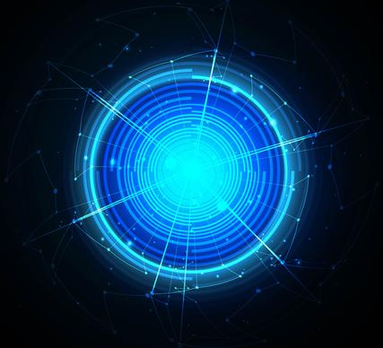 abstract circle blue shiny technology vector backround