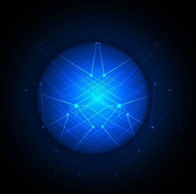 abstract circle blue shiny technology vector design