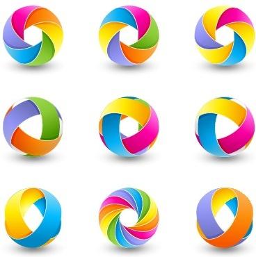 abstract colored spherical logos design vector