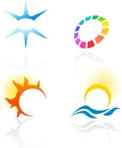 solar logo sets collection various colorful shapes design