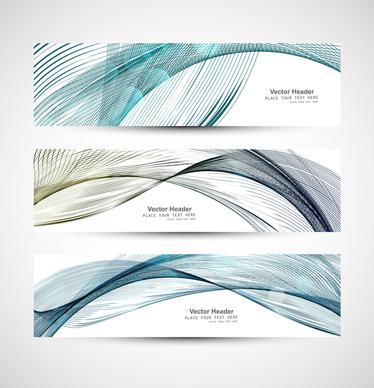 abstract colorful three header different line wave whit vector illustration