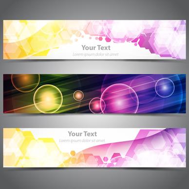 abstract dazzling banner design sets with light effect