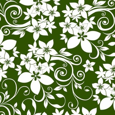 Abstract Floral Ornament on Green Background