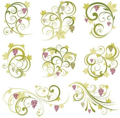 Abstract Floral Vine Grape Ornament Vector
