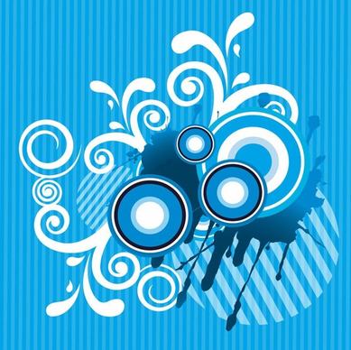Abstract Floral with Sound Blue Background