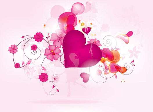 abstract flower and heart valentine vector graphic