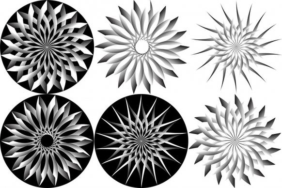abstract flowers sets illustration in black white