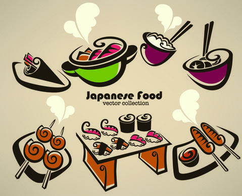 abstract food logos creative design vector