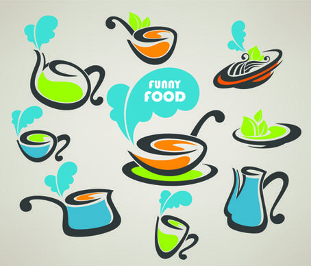 abstract food logos creative design vector
